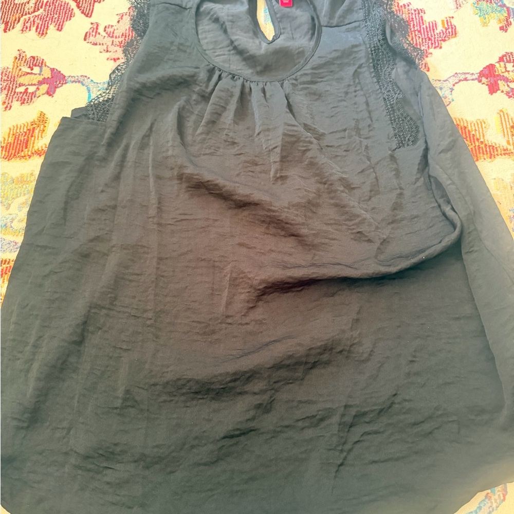 Vince Camuto Black Sleeveless Blouse with Lace Detail